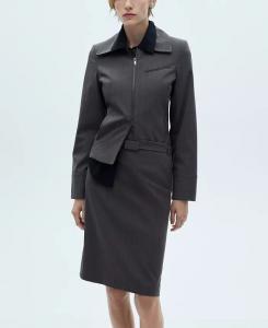 Женская юбка-карандаш в тонкую полоску MANGO, серый