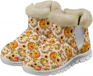 Женские зимние сапоги Jeiento Thanksgiving, утепленные внутренним слоем, прогулочные сапоги, противоскользящие с флисовой подкладкой, Thanksgiving Fall Pumpkin Sunflower