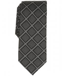 Мужской галстук Oakmont Grid Slim Tie Alfani, Black/Gray