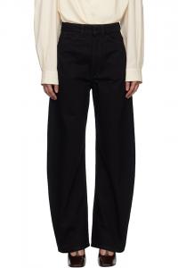 Высокие джинсы с изогнутым поясом Lemaire, черный