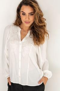 Блузка Stacie с длинными рукавами и вышивкой для увеличения груди Pour Moi, белый