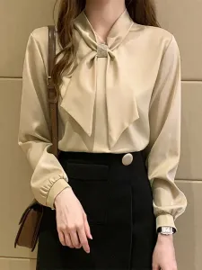 Блузка квадратной формы с бантом. Женские топы Doux Belle, цвет Beige