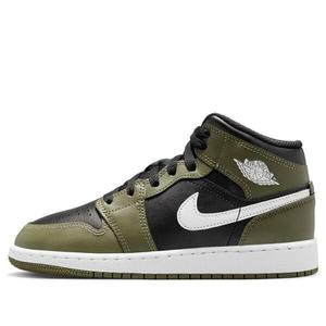 Кроссовки 1 mid 'black white olive' Air Jordan, черный