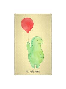 Mr. & Mrs. Panda Гостевое полотенце с изображением черепахи и воздушного шара, без надписи, пастельно-желтого цвета