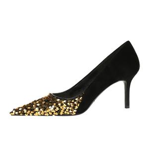 QITUMAUL Стройные каблуки на высоком каблуке женские золотые, цвет Gold[Heel Height 7cm]