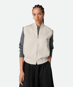 Silk and cotton twill gilet BOTTEGA VENETA, серая замазка