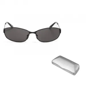 Balenciaga Овальные солнцезащитные очки в рамке, Black