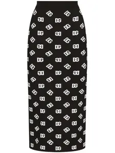 Юбка миди с логотипом DOLCE & GABBANA, черный