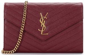 SAINT LAURENT Кожаная женская сумка через плечо темно-красная