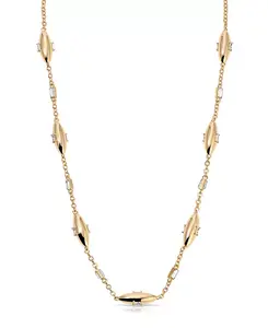 Ожерелье-Цепочка с овальными куполами и багетными кристаллами Ettika, gold