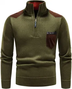 Свитер Lu's Chic мужской с молнией, кабельной вязкой и мягким воротником