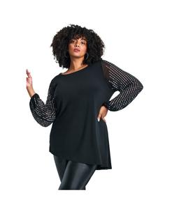 Женская туника с блестящими и декорированными рукавами AVENUE, Black