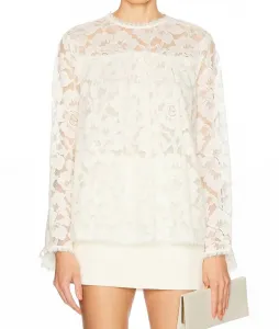 Топ Illuminate Lace Gashed Top кремового цвета с кружевной отделкой Zimmermann