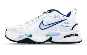 Nike Низкие кроссовки Air Monarch 4 Coverage с влагоотводящими свойствами, массивные, унисекс, белые, синие