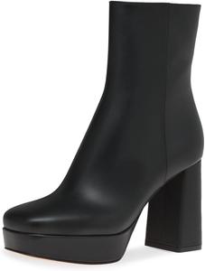 Женские ботильоны Miss Left с закрытым квадратным носком, высокой массивной подошвой, боковой молнией, платформой, для осени, вечерние туфли, размеры 4-16 US