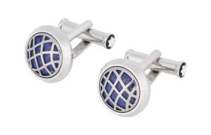Мужские запонки Montblanc, серебро/синий