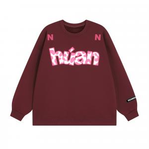 Свитшот Unisex Crew Neck Moderate Regular HUANQIU, burgundy fleece-lined