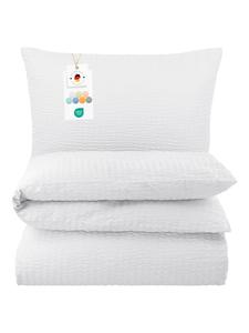 Постельное белье из сирсакера белого цвета Carpe Sonno, 155 x 220 + 80 x 80 см