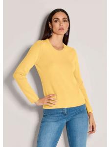 MADELEINE Легкий топ тонкой вязки с круглым вырезом, золотисто-желтого/меланжевого цвета