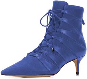 Женские ботильоны YDN с острым носком, средний каблук, удобные, с шнуровкой и молнией сзади, для вечеринок и нарядов, размеры 4-15 США, Bule