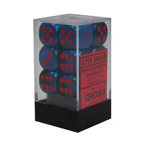 d6 16 мм Черный со звездным светом и красным (12), Dice - Gemini - d6 16mm (Chessex)