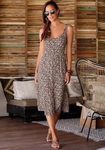 LASCANA Женское платье с цветочным принтом и бантом, мультиколор