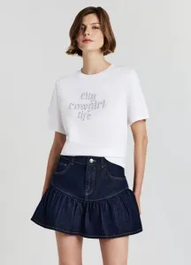 Футболка со стразами и принтом Calliope, Bianco Ottico