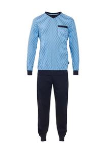 Длинная пижама с V-образным вырезом и принтом нагрудного кармана GöTzburg, синий