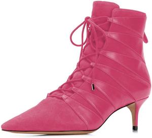 Женские ботильоны YDN с острым носком, средний каблук, удобные, с шнуровкой и молнией сзади, для вечеринок и нарядов, размеры 4-15 США, Deep Pink