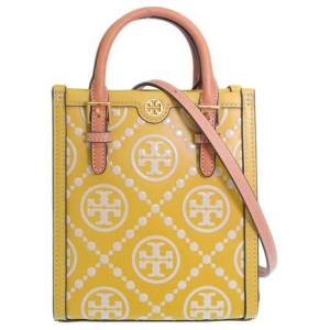 Сумка-шоппер из телячьей кожи для покупок с нотами через плечо миниатюрная женская желтая TORY BURCH