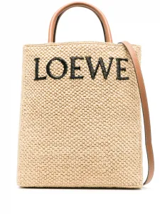 Сумка-тоут A4 из рафии Loewe, нейтральный