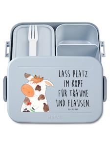 Mr. & Mrs. Panda Дизайн бенто-бокса в виде коровы с надписью, пастельно-голубой цвет
