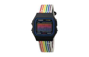 CASIO Мужские часы Retrofit Series с кварцевым механизмом и нейлоновым ремешком, черный циферблат