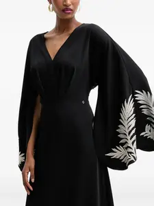 Платье с V-образным вырезом и вышивкой Guess Usa, черный