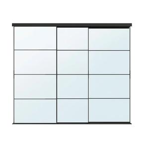 Раздвижная дверь комбинация SKYTTA/AULI IKEA, 276x240 см, цвет black/mirror glass