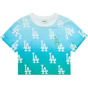 MLB Градиентная футболка с монограммой Los Angeles Dodgers для женщин, светло-зеленая