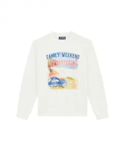 Мужская хлопковая толстовка с круглым вырезом для семейных выходных. Vilebrequin, белый