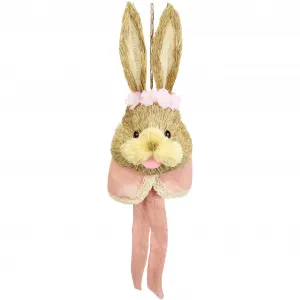 И.ГЕ.А. Декоративная фигурка "Фигура животного рафия голова кролика кролик Пасхальное украшение кролика Пасхальное украшение", украшение двери настенное украшение Пасхальная фигурка весеннее украшение декоративная скульптура кролика весна I.Ge.A., розовый