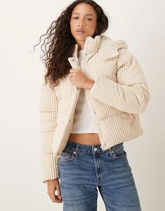 Утепленная куртка Brave Soul Jumbo с капюшоном и вельветом кремового цвета