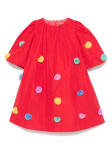 Платье Stella McCartney Kids с цветочными вставками из тюля, красный