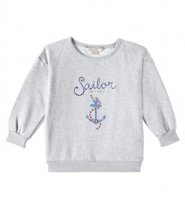 Толстовка Lou из хлопковой смеси с вышивкой Konges Sløjd, Grey Melange