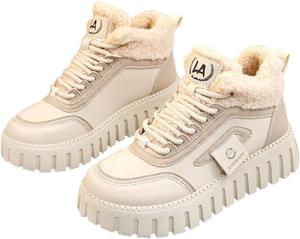 Женские доступные зимние ботинки ZQW, высокие, с флисовой подкладкой, на массивной платформе, шнуровка, круглый носок, противоскользящие, теплые, для носки на улице, Khaki