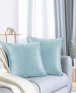Элегантные бархатные декоративные подушки со съемными чехлами, комплект из 2 штук, 40 см x 40 см Nestl, Aqua Light Blue