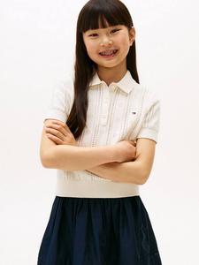 Детская хлопковая поло с коротким рукавом Tommy Hilfiger, Ivory Petal