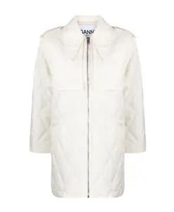 Стеганая куртка миди Ripstop Ganni, белый