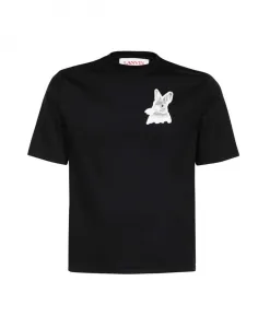 Хлопковая футболка с нашивкой спереди Lanvin, черный