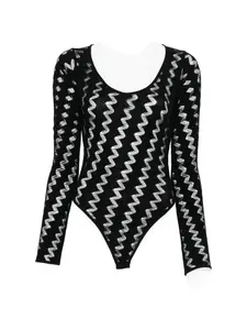 Боди с длинными рукавами и зигзагообразным узором Iro, черный
