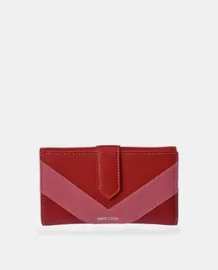 Большой кожаный кошелек с клапаном Daviletto, красный