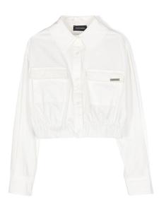 Monnalisa рубашка из поплина с логотипом, белый