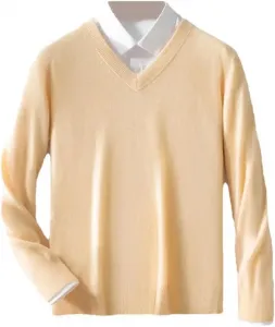 Мужской свитер с V-образным вырезом, длинным рукавом и облегающим кроем